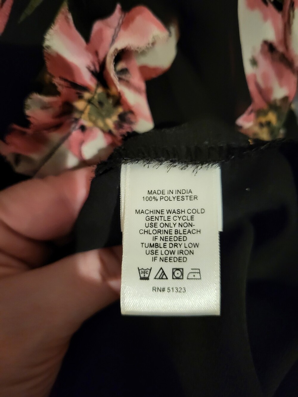 CeCe Black Midi Dress with Pink Floral Print - Picture 5 of 5